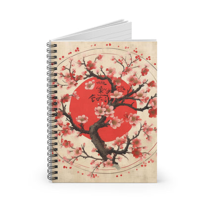 Nature's Brushstrokes: Spiral Notebook Featuring Captivating Cherry Blossom Drawings