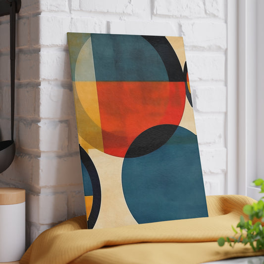 Geometric Abstraction Extravaganza: Glass Cutting Board for Art Enthusiasts