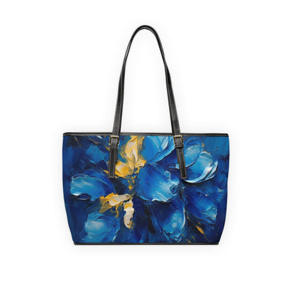 Abstract Wallpaper PU Leather Shoulder Bag: Immersive Floral Beauty with Blue Orchid Motif