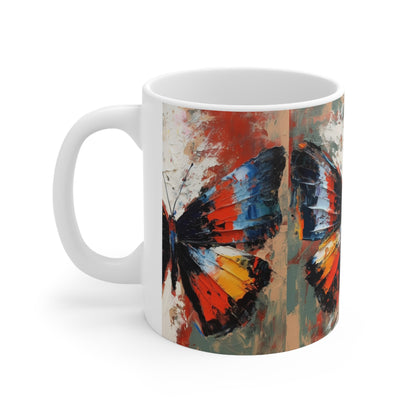 Ceramic Mug with Bauhaus Butterfly Drawing: A Harmonious Blend of Art and Functionality