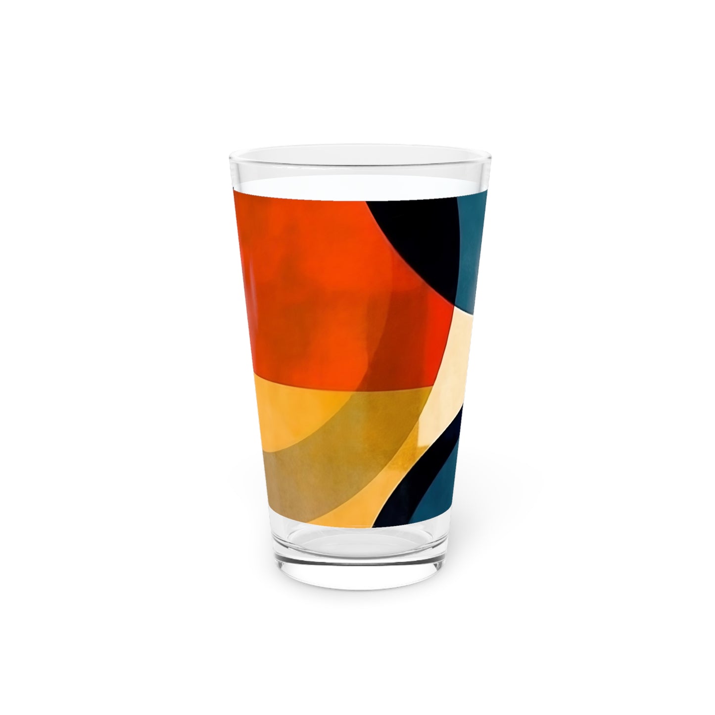 Geometric Wonders: Abstract Midcentury Modern Pint Glass for Art Lovers