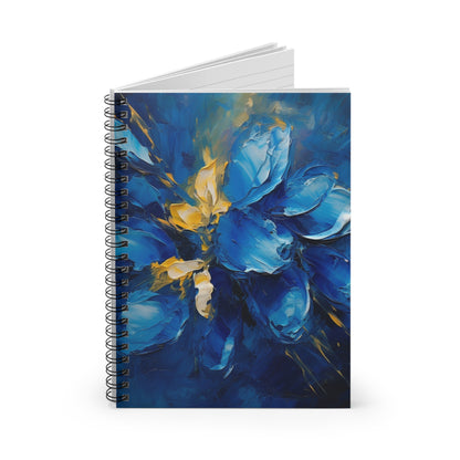 Abstract Wallpaper Spiral Notebook Ruled: Immersive Floral Beauty with Blue Orchid Motif