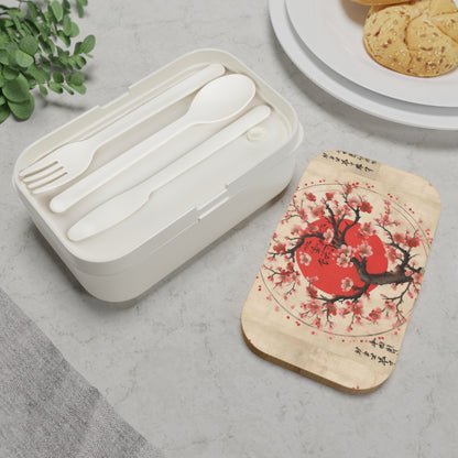 Nature's Brushstrokes: Bento Box Featuring Captivating Cherry Blossom Drawings