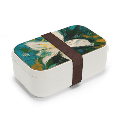 Floral Symphony: Bento Box featuring an Abstract Oil Painting of Jasmine