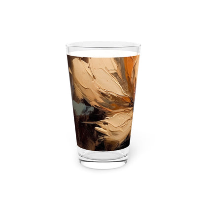 Artistic Fusion: Pint Glass Infused with Tan Hua-Inspired Abstract Art