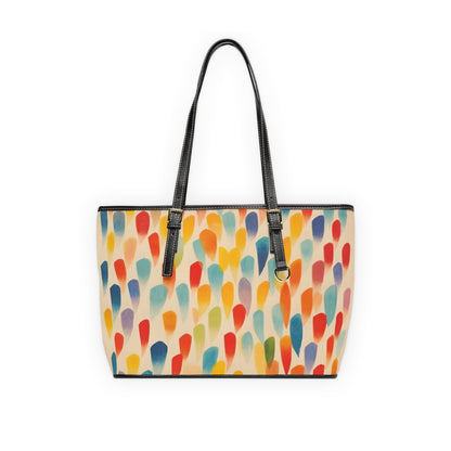 Energetic Expression: Colorful Shapes PU Leather Shoulder Bag