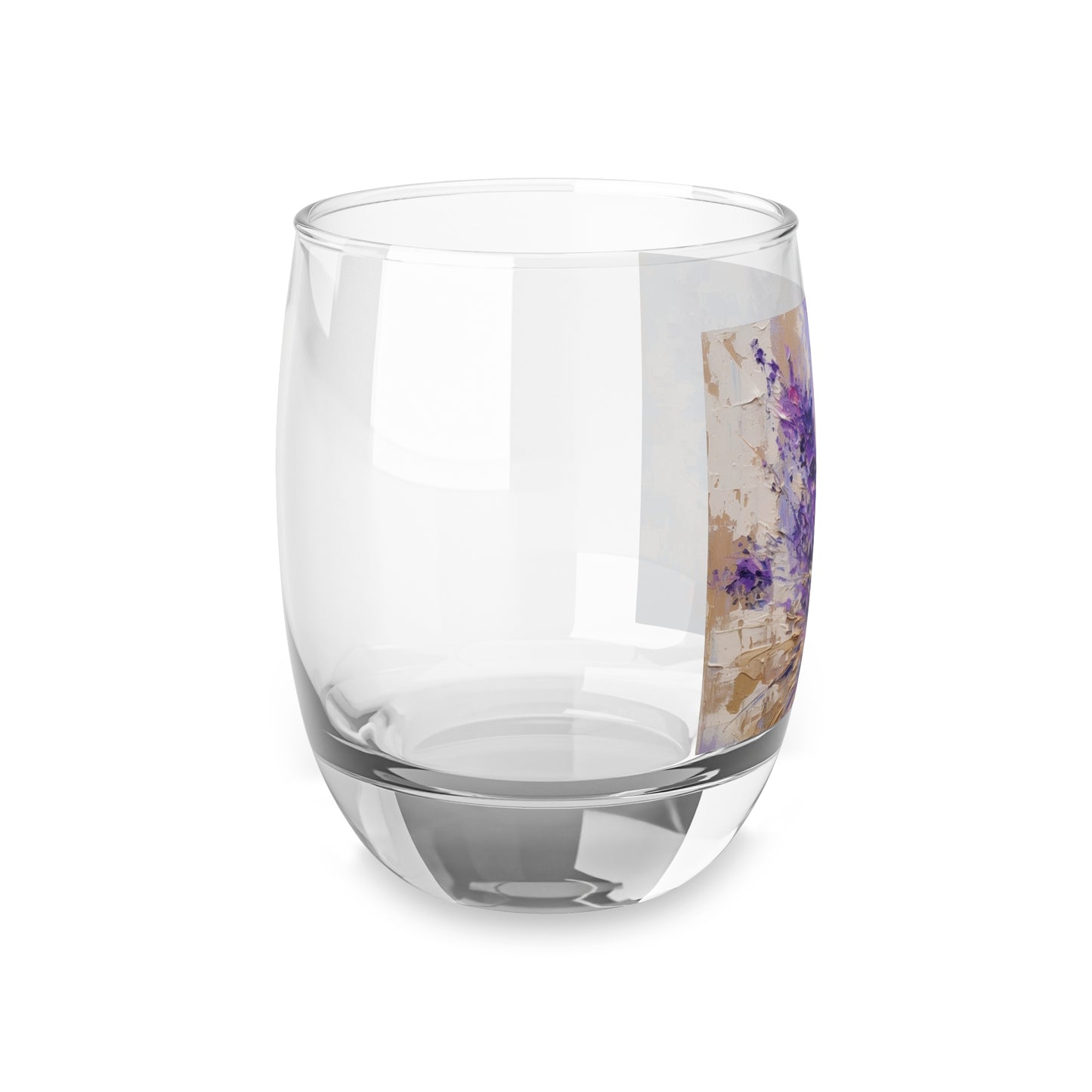 Vibrant Lavender Art on Whiskey Glass: A Floral Delight for Your Senses