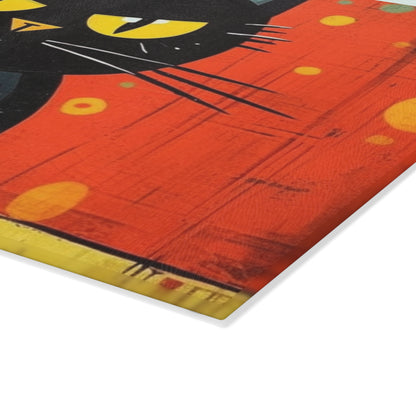 Fashionably Retro Feline: Midcentury Modern Glass Cutting Board with a Vintage Cat-Inspired Flair