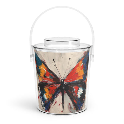 Butterfly Dreams on Ice Bucket with Tongs: Embrace the Beauty of Bauhaus Art