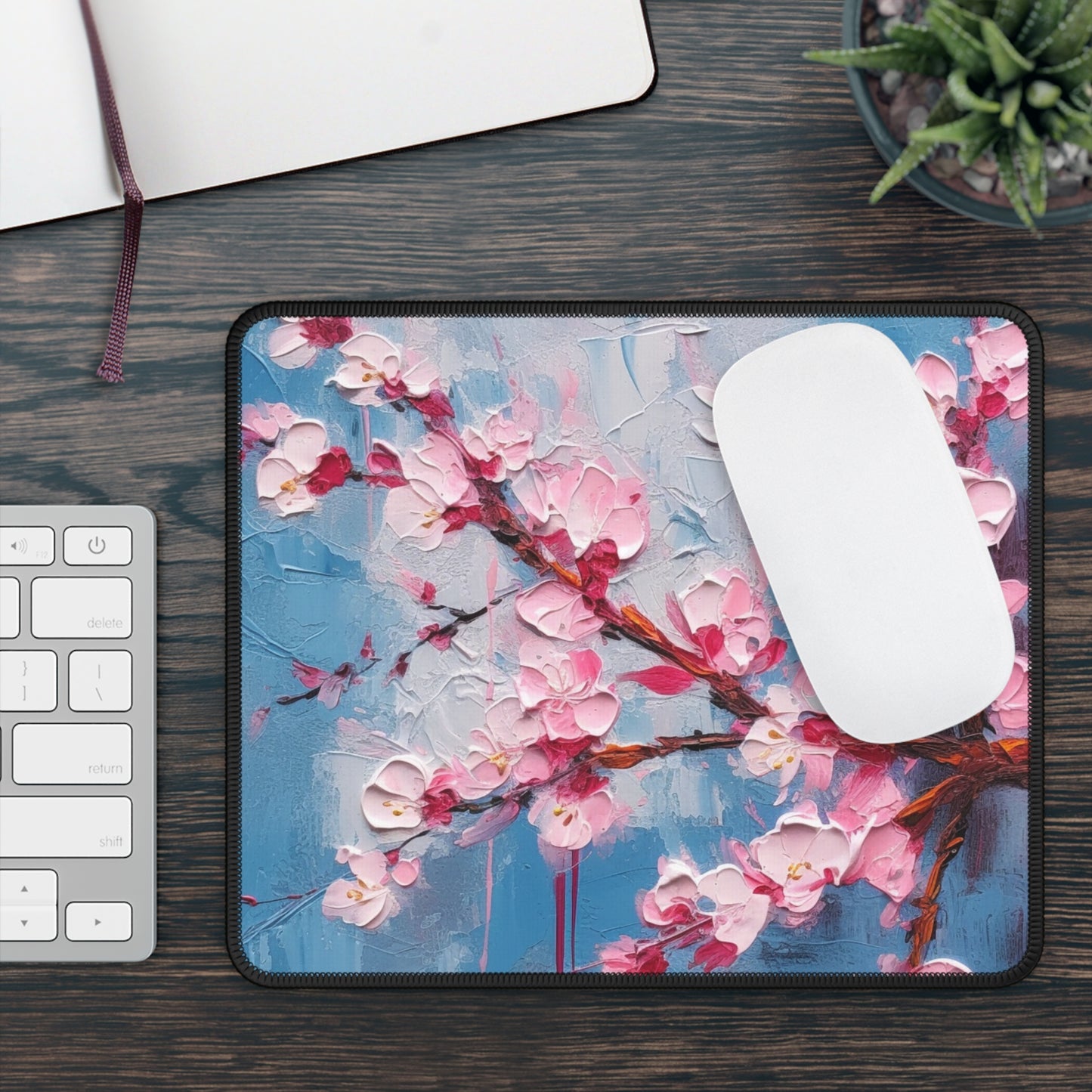 Gaming Mouse Pad with Abstract Cherry Blossom Drawing: Embrace the Serenity