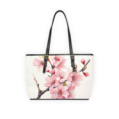 Watercolor Cherry Blossom PU Leather Shoulder Bag