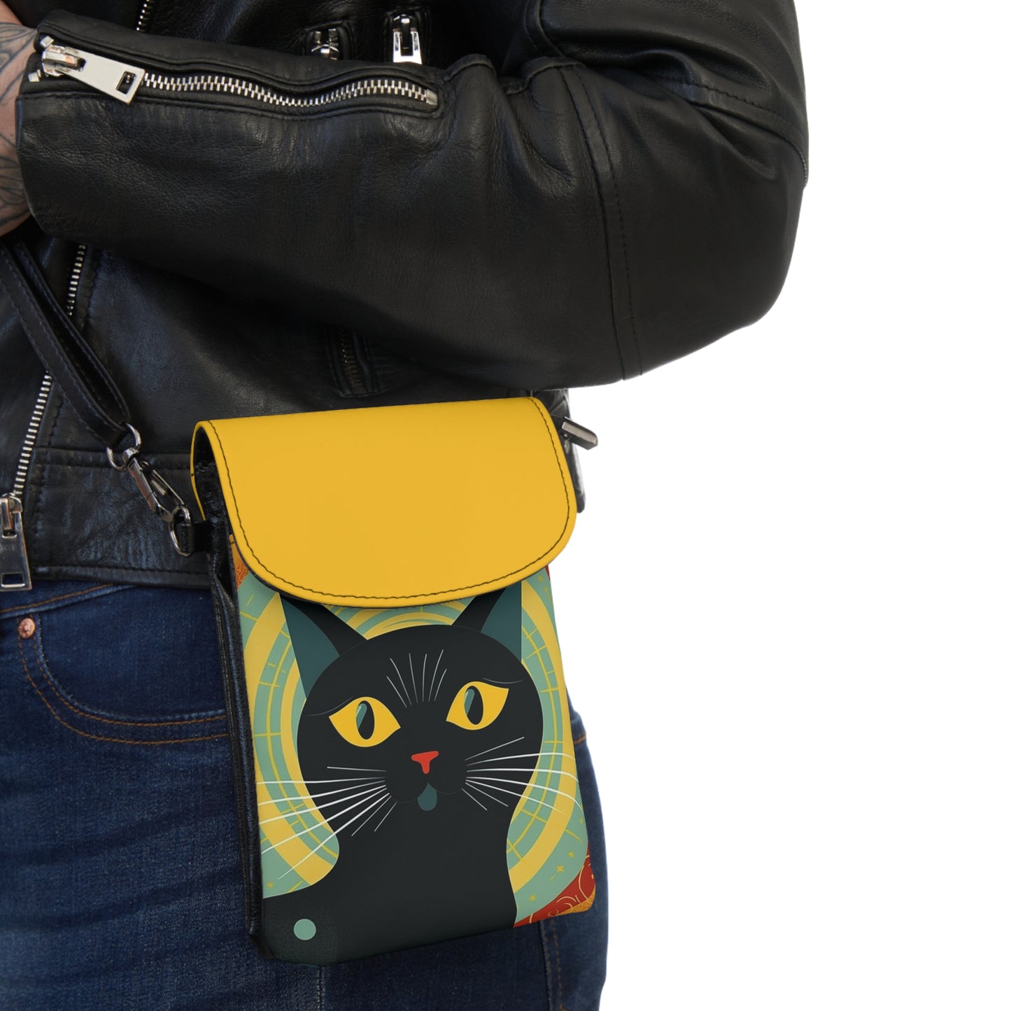 Nordic Whisker Elegance: Scandinavian-Inspired Midcentury Modern Cat Small Cell Phone Wallet for Minimalist Homes