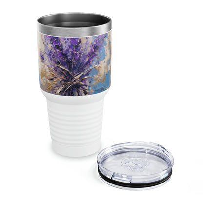 Floral Delight: Ringneck Tumbler with Vibrant Lavender Artistry