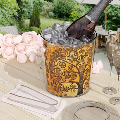 The Tree of Life Ice Bucket with Tongs: A Modern Art Tribute to Gustav Klimt