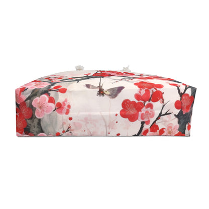 Cherry Blossom Delight: Weekender Bag Adorned with Intricate Flower Drawings and Artistry