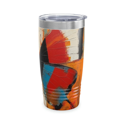 Bauhaus-Inspired Butterfly Symphony: Tumbler with Vibrant Colors and Intricate Details