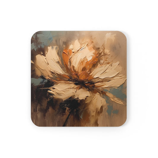 Artistic Fusion: Corkwood Coaster Set Infused with Tan Hua-Inspired Abstract Art