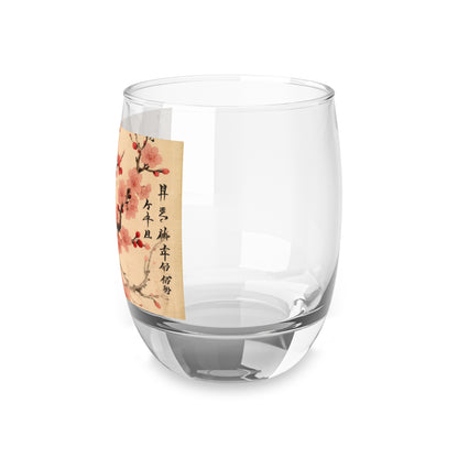 Floral Fusion: Whiskey Glass Merging Cherry Blossom Beauty and Artistic Flower Drawings