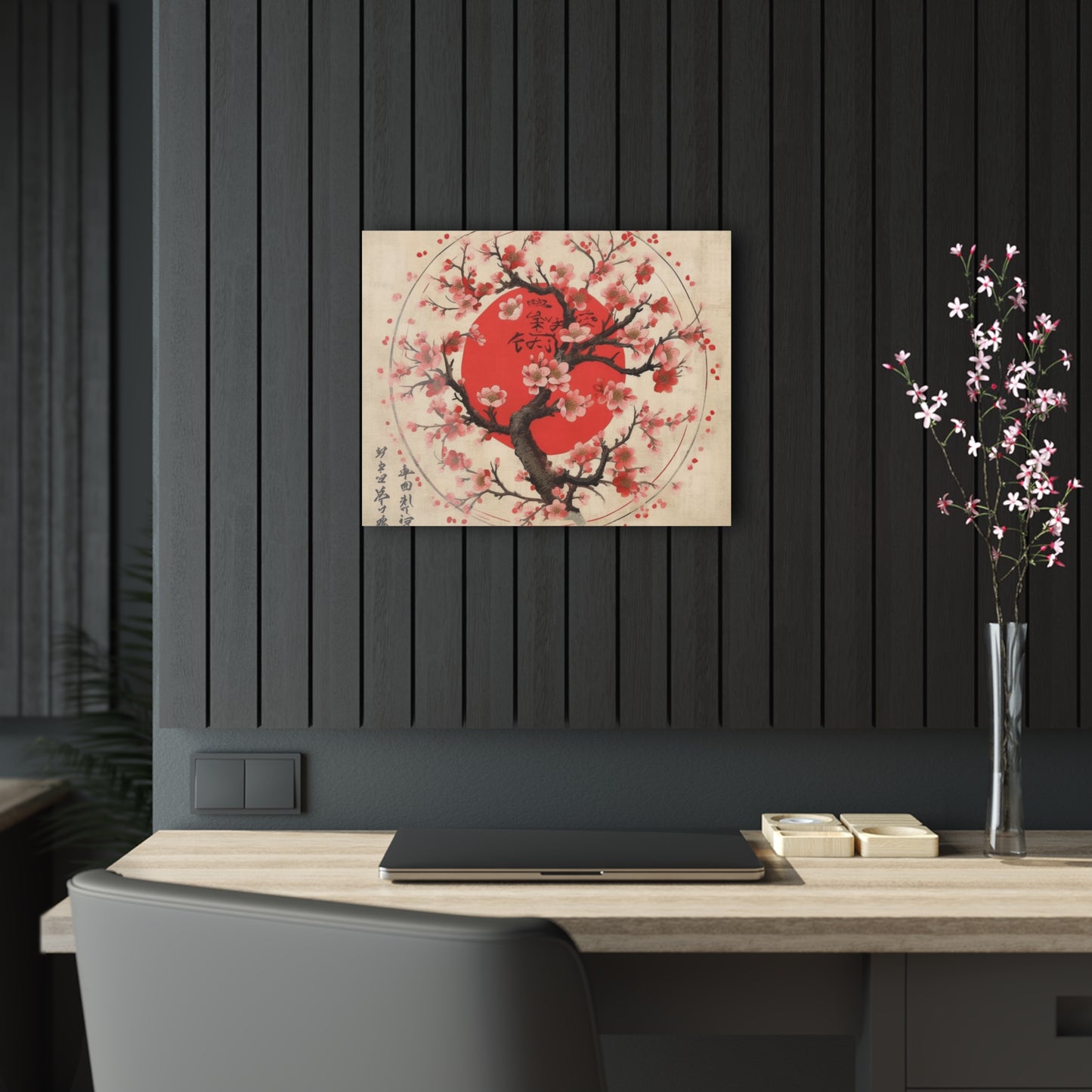 Nature's Brushstrokes: Acrylic Prints Featuring Captivating Cherry Blossom Drawings