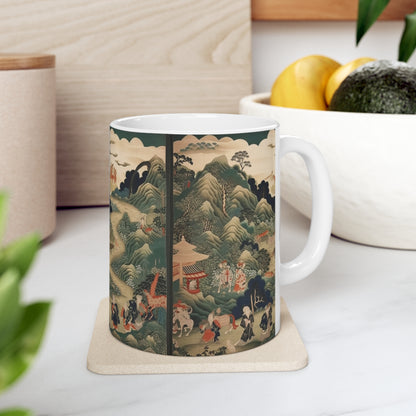 Ceramic Mug: Japanese Tapestry Delight - Experience the Essence of Traditional Japanese Art in Your Hands