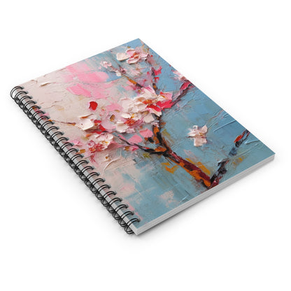 Abstract Backgrounds Spiral Notebook - Ruled Line: Tranquil Hues and Cherry Blossom Charm