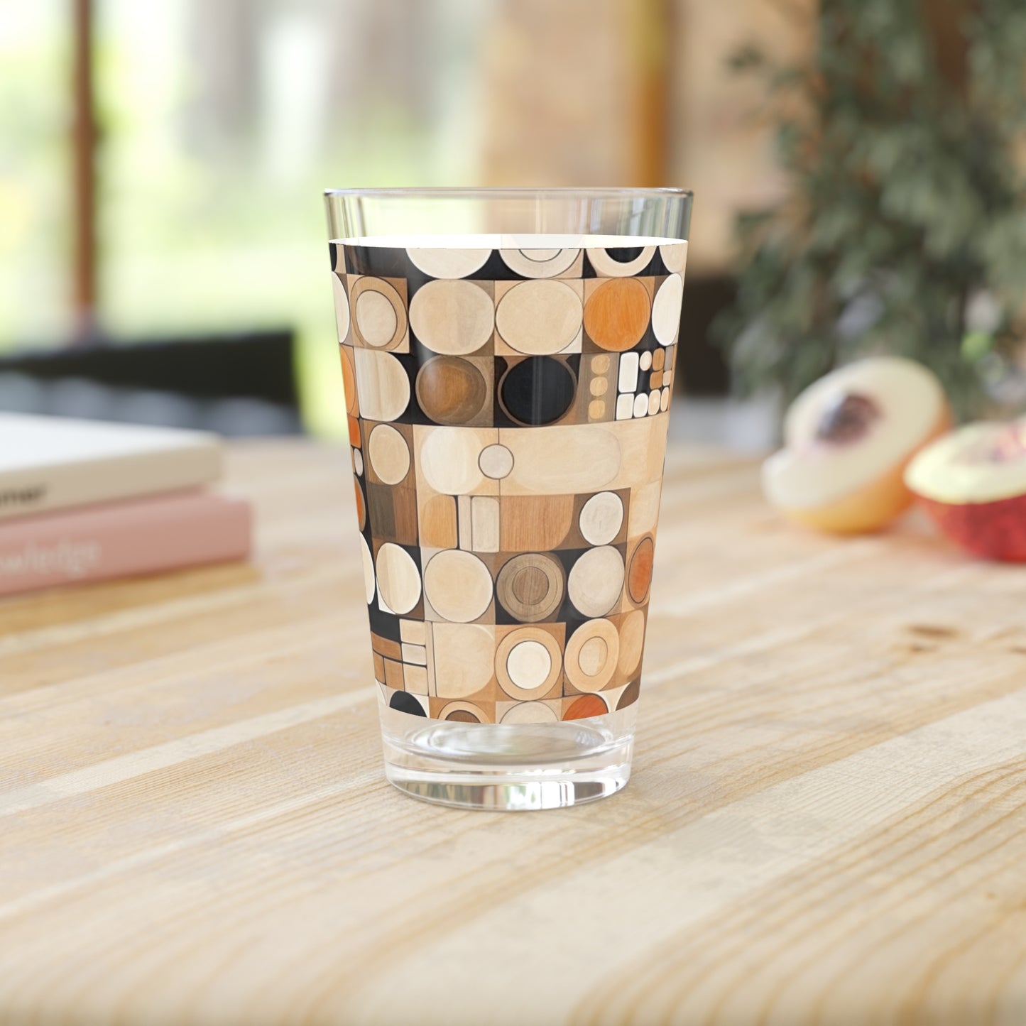 Geometric Simplicity: Earthy Grid Pint Glass