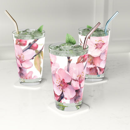 Whimsical Delight: Watercolor Cherry Blossom Tree Pint Glass