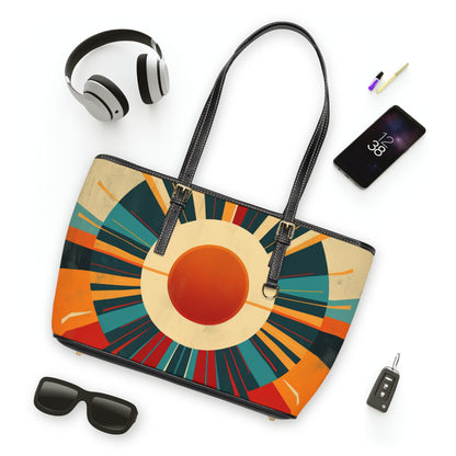 Minimalist Sunshine: Midcentury Modern Sun PU Leather Shoulder Bag