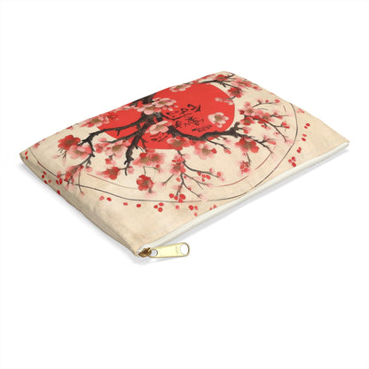 Nature's Brushstrokes: Accessory Pouch Featuring Captivating Cherry Blossom Drawings