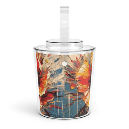 Poppy Symphony: Ice Bucket with Tongs with Abstract Floral Artwork