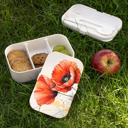 Whimsical Poppy Flower Watercolor Bento Box: An Artistic Delight