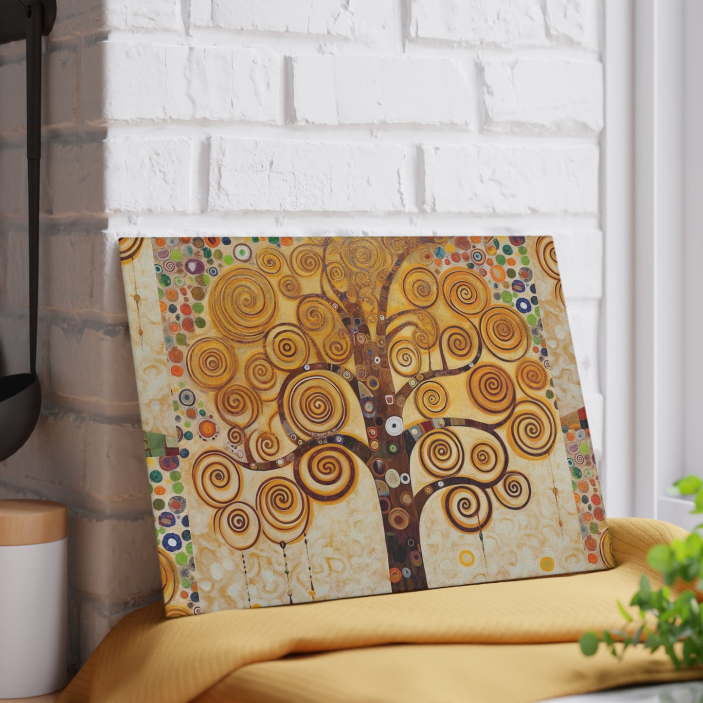 Captivating Artistry: The Tree of Life Glass Cutting Board , Inspired by Gustav Klimt's Timeless Masterpiece