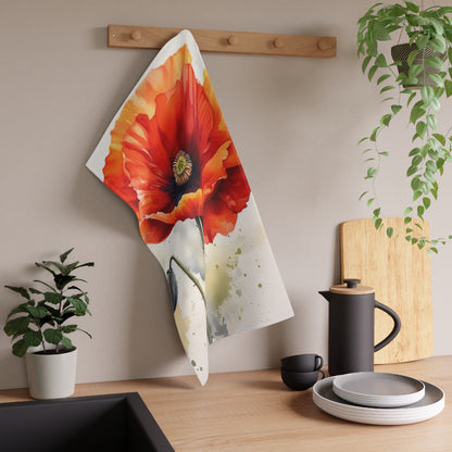 Stunning Poppy Flower Watercolor Kitchen Towel: A Blossoming Experience