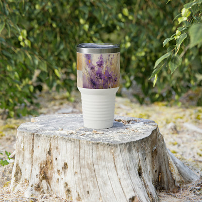 Artistic Expressions: Lavender Drawing on Ringneck Tumbler, A Symphony of Colors