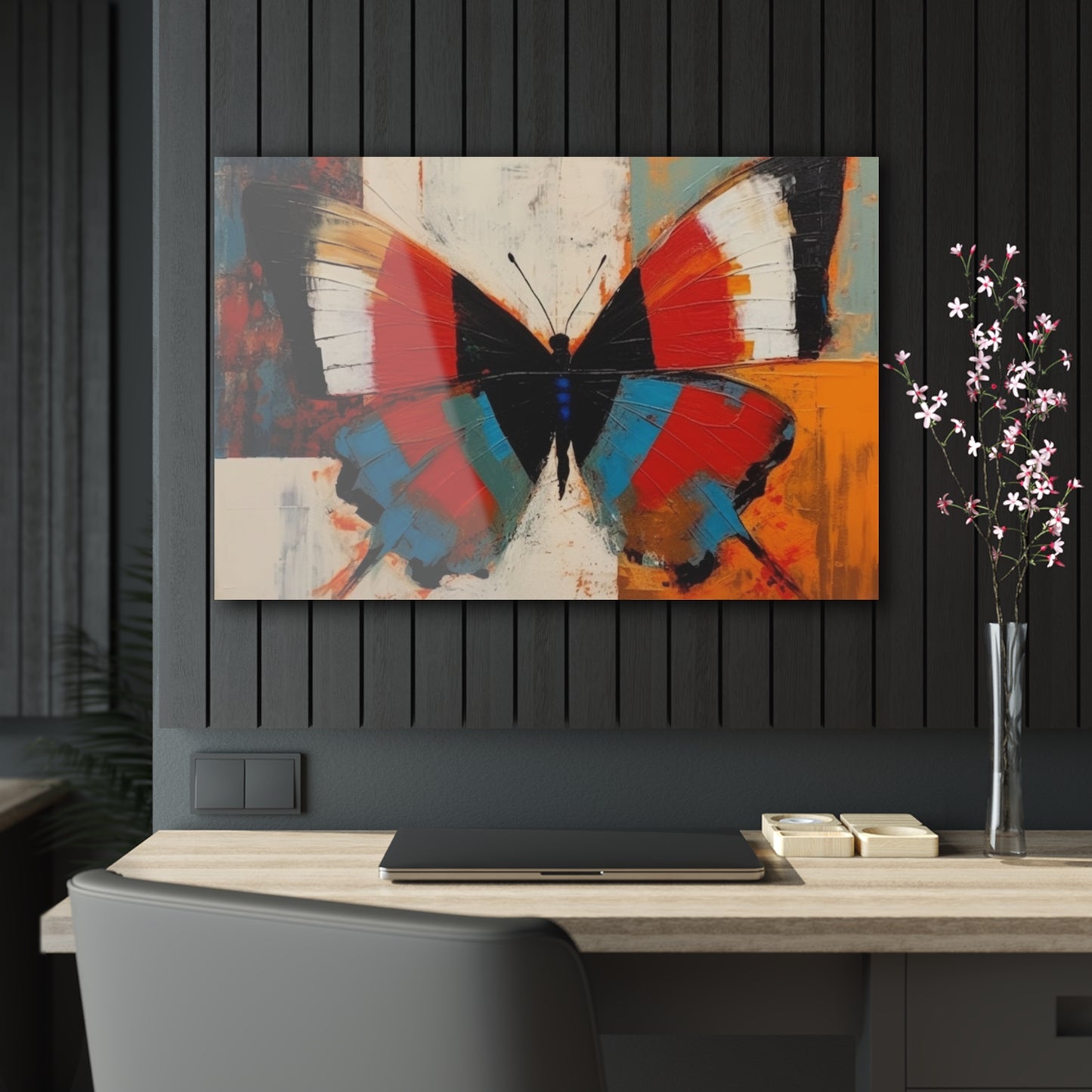 Bauhaus-Inspired Butterfly Symphony: Acrylic Prints with Vibrant Colors and Intricate Details