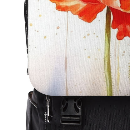 Watercolor Poppy Garden Unisex Casual Shoulder Backpack: Unleash the Beauty of Nature