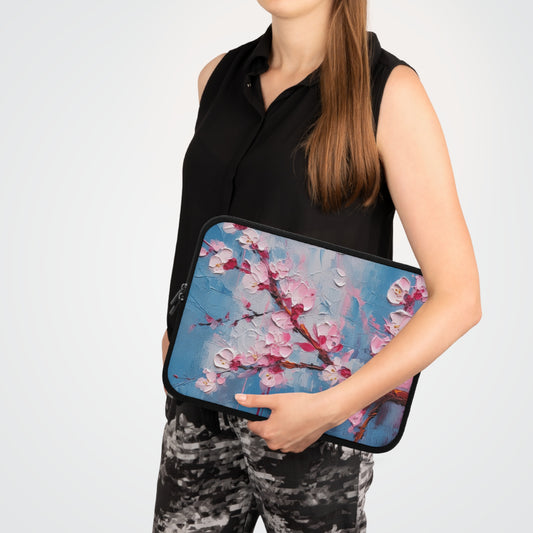 Laptop Sleeve with Abstract Cherry Blossom Drawing: Embrace the Serenity