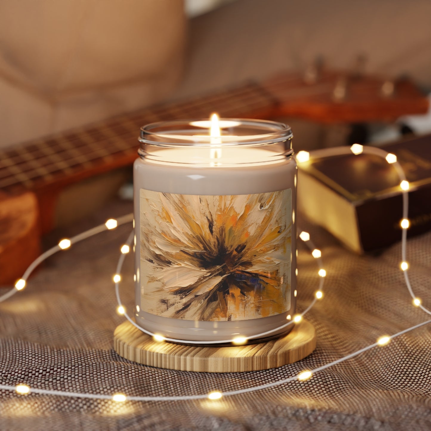 Abstract Tan Hua Painting on Scented Soy Candle: A Fusion of Art and Nature