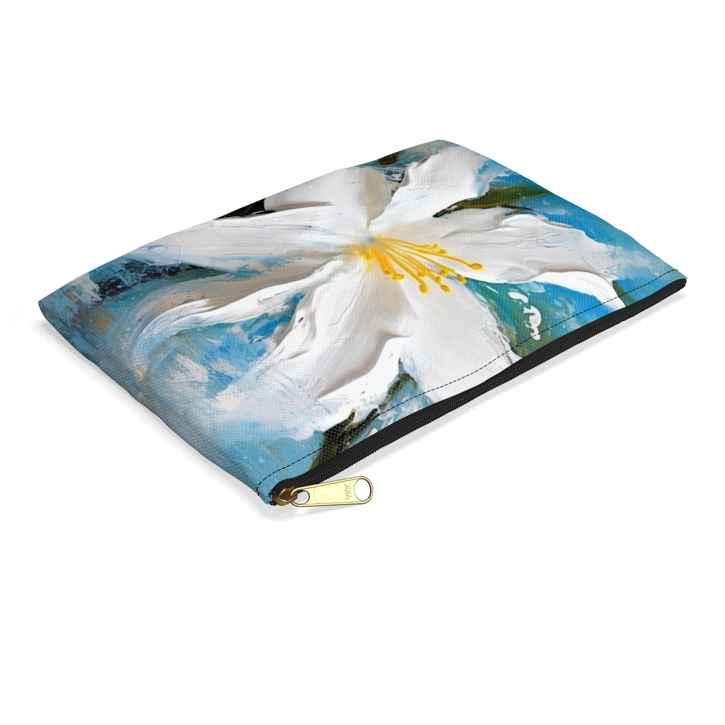 Ethereal Elegance: Accessory Pouch featuring an Abstract Oil Painting of Jasmine