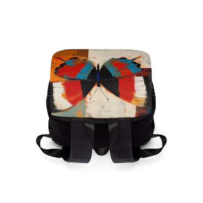 Bauhaus-Inspired Butterfly Symphony: Unisex Casual Shoulder Backpack with Vibrant Colors and Intricate Details