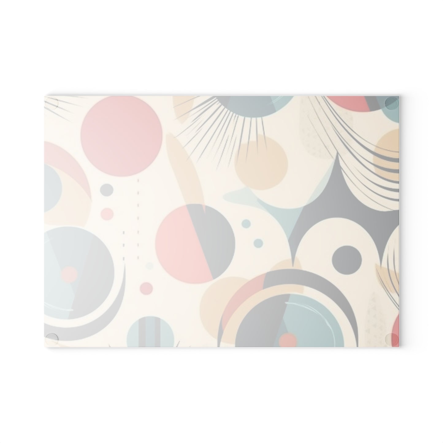 Abstract Elegance: Midcentury Modern Glass Cutting Board with Modern Abstract Art and Vintage Fashion