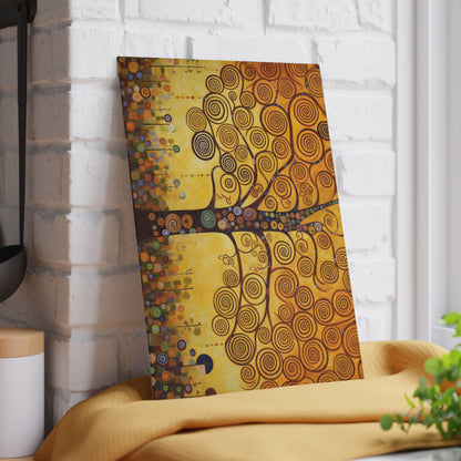 Symbolic Harmony: Gustav Klimt Tree of Life Glass Cutting Board, Embrace Artistic Elegance