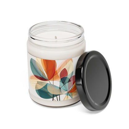 Floral Blossom: Atomic Age Scented Soy Candle with Midcentury Modern Design and Flower Drawings