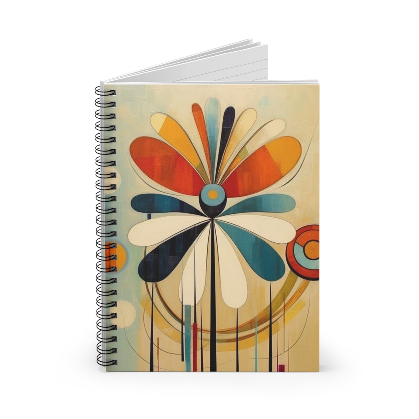 Flower Sketches: Abstract Art Spiral Notebook with Midcentury Modern Design and Flower Drawings