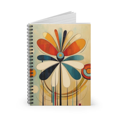 Flower Sketches: Abstract Art Spiral Notebook with Midcentury Modern Design and Flower Drawings