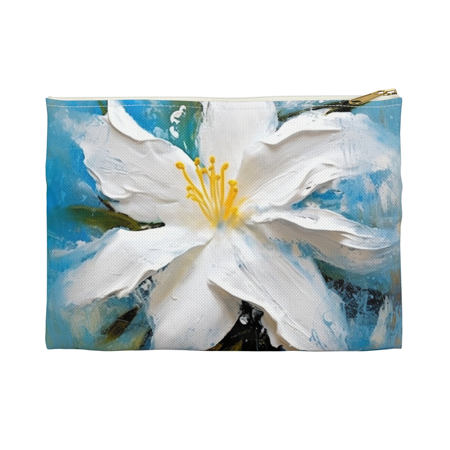 Ethereal Elegance: Accessory Pouch featuring an Abstract Oil Painting of Jasmine