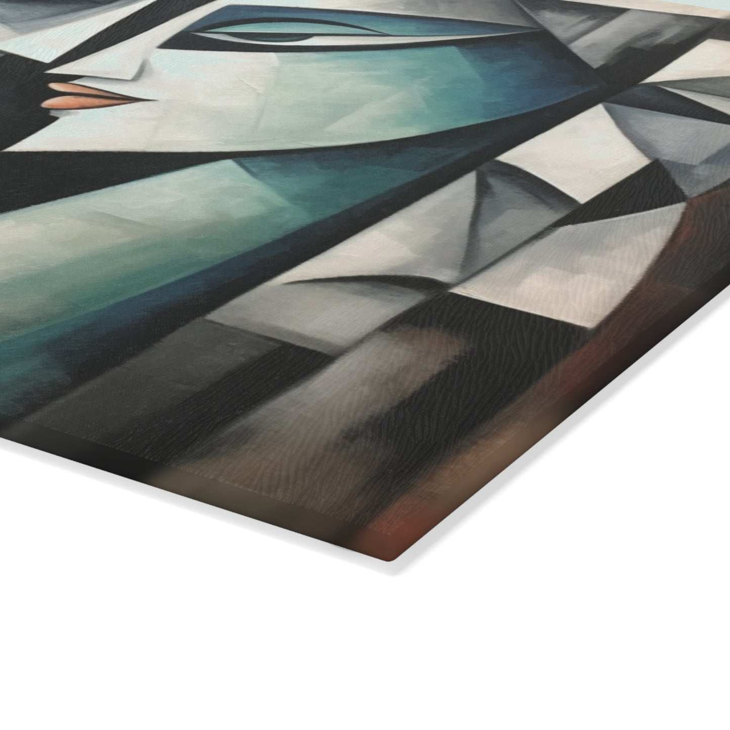 Glass Cutting Board with Cubist Art: Artistic Finesse and Abstract Flair