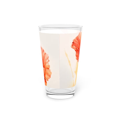 Whimsical Poppy Flower Watercolor Pint Glass: An Artistic Delight