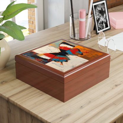 Bauhaus-Inspired Butterfly Symphony: Jewelry Box with Vibrant Colors and Intricate Details