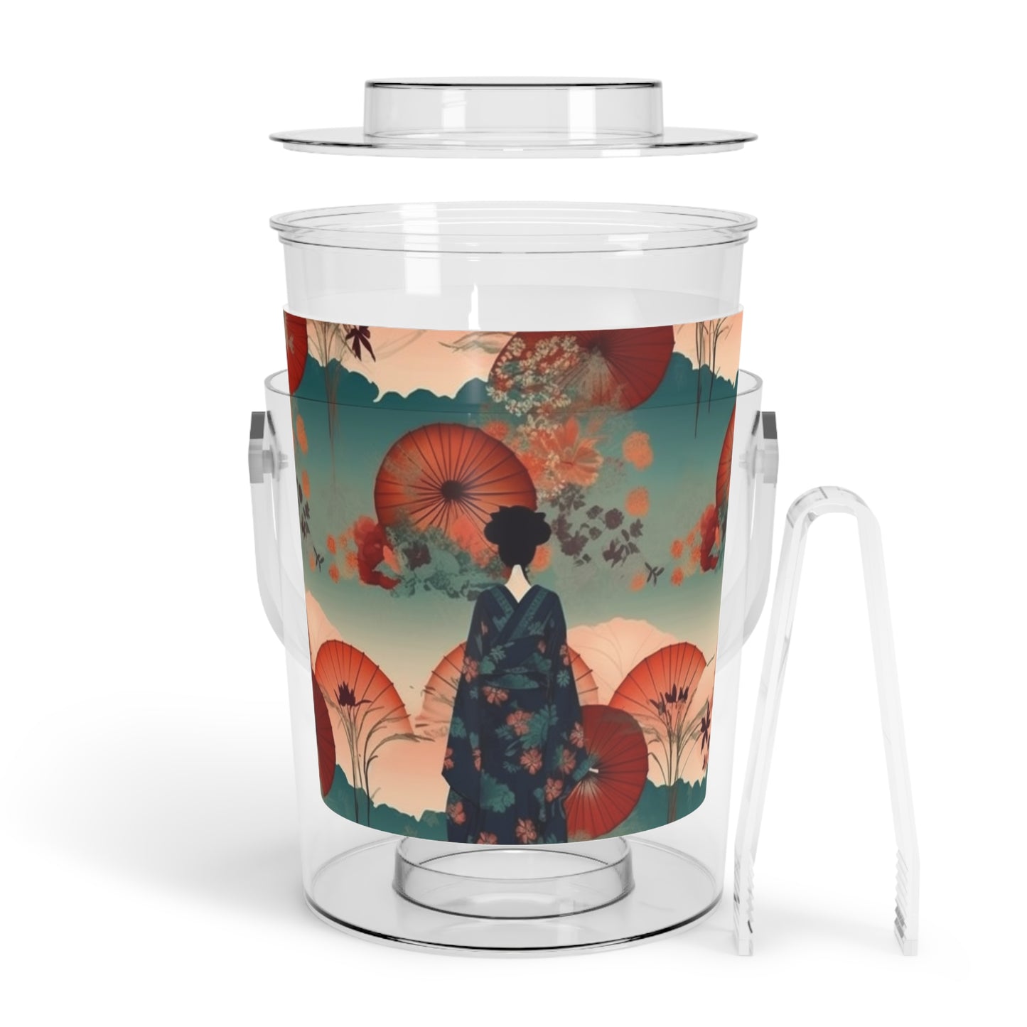 Fashionable Kimono-Inspired Ice Bucket with Tongs: Unleash Your Style